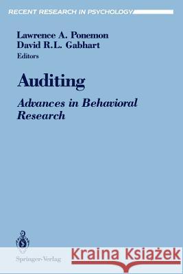 Auditing: Advances in Behavioral Research Ponemon, Lawrence A. 9780387976198 Springer