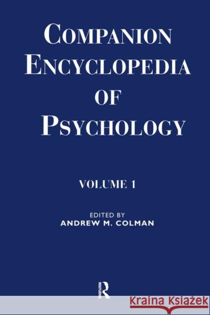 Companion Encyclopedia of Psychology: 2-Volume Set Colman, Andrew M. 9780415064460 Routledge