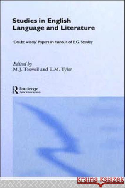 Studies in English Language and Literature: Doubt Wisely Toswell, M. J. 9780415138482 Routledge