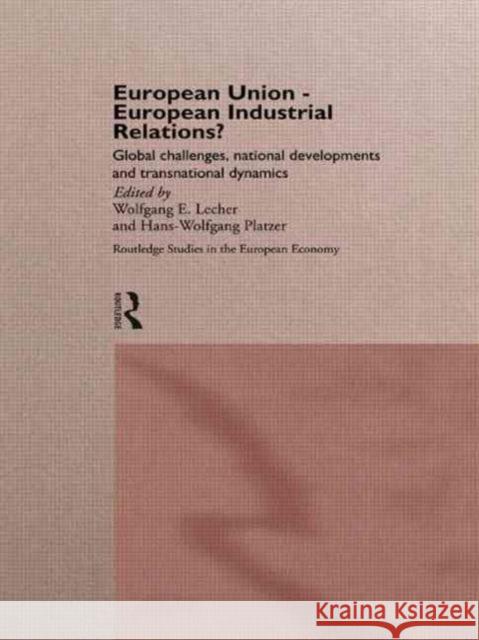 European Union - European Industrial Relations?: Global Challenge, National Development and Transitional Dynamics Lecher, Wolfgang 9780415158725 Routledge