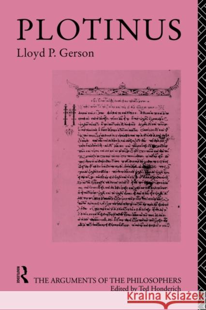 Plotinus-Arg Philosophers Lloyd P. Gerson 9780415174091