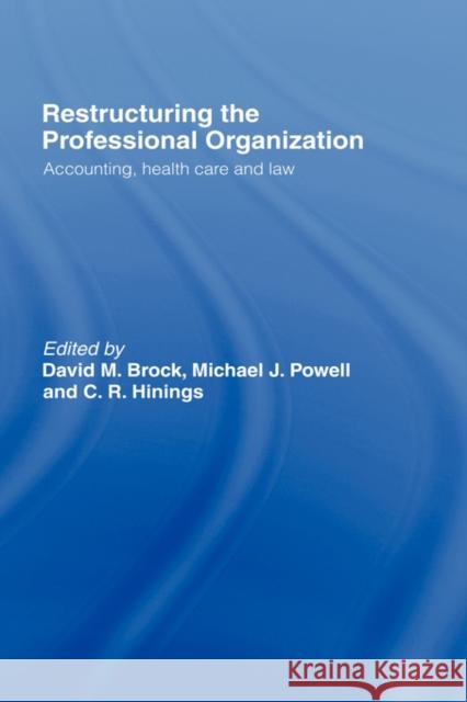 Restructuring the Professional Organization: Accounting, Health Care and Law Brock, David 9780415192163 Routledge