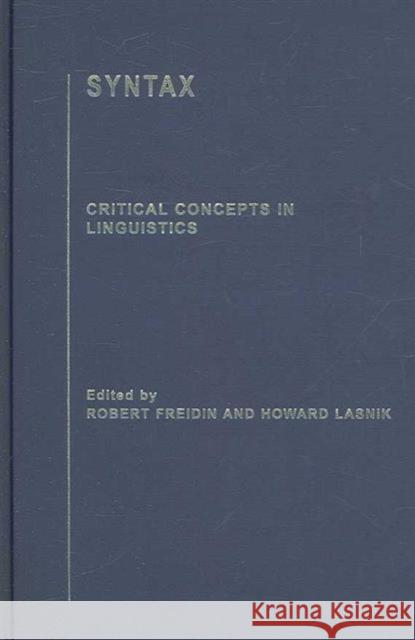 Syntax Freidin/Lasnik                           Robert Freidin 9780415246729 Routledge