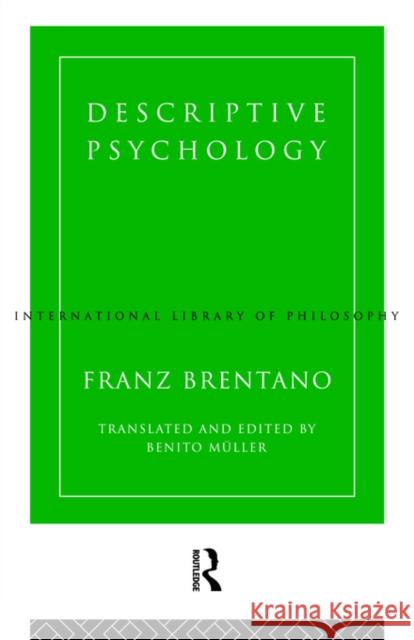 Descriptive Psychology Franz Brentano 9780415408011