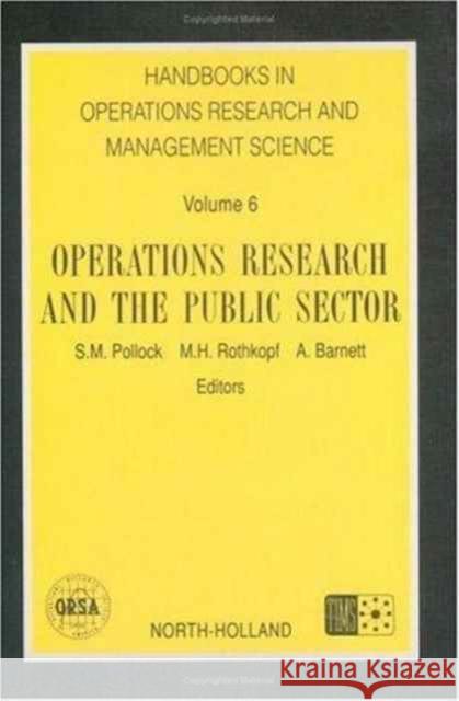 Operations Research and the Public Sector  9780444892041 Elsevier Science Ltd