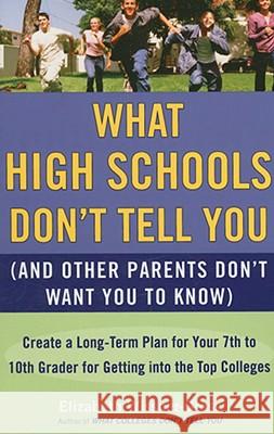 What High Schools Don't Tell You (and Other Parents Don't Want You Toknow): Create a Long-Term Plan for Your 7th to 10th Grader for Getting Into the T Elizabeth Wissner-Gross 9780452289529 Plume Books