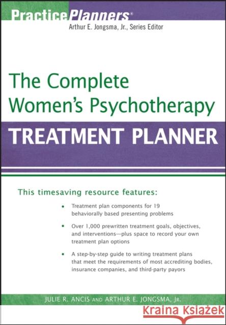 The Complete Women's Psychotherapy Treatment Planner Arthur E Jongsma 9780470039830