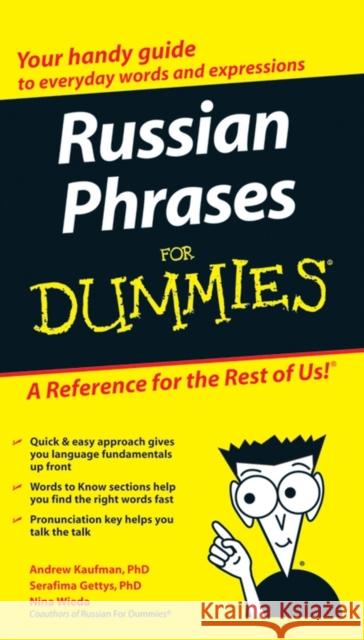 Russian Phrases For Dummies Serafima Gettys 9780470149744