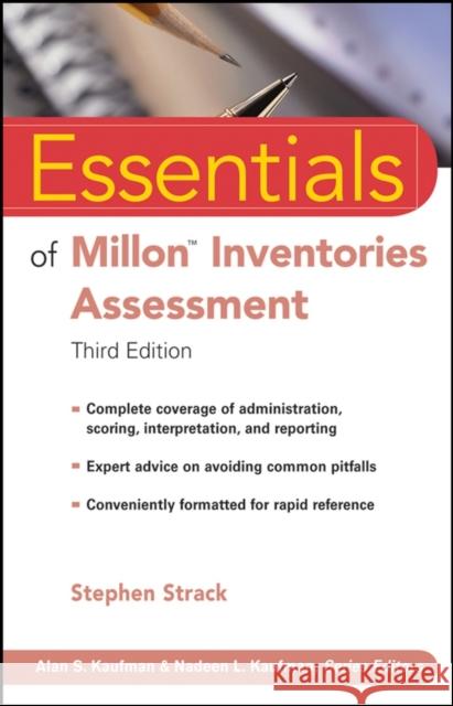 Essentials of Millon Inventories Assessment Stephen Strack 9780470168622 0