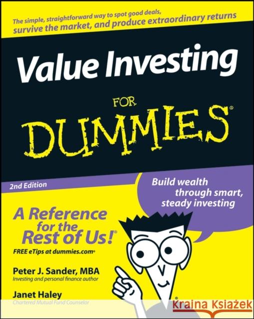 Value Investing for Dummies Sander, Peter J. 9780470232224