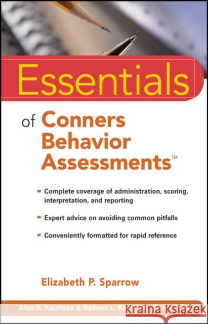 Essentials of Conners Behavior Assessments Elizabeth P Sparrow 9780470346334
