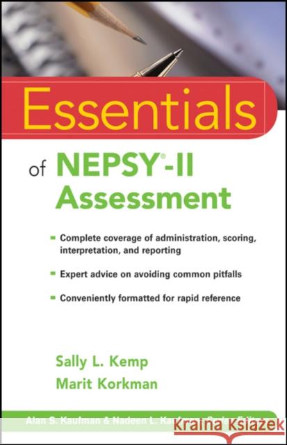 Essentials of NEPSY-II Assessment Sally L Kemp 9780470436912 0