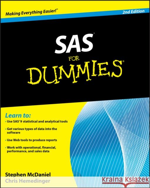 SAS for Dummies McDaniel, Stephen 9780470539682 0