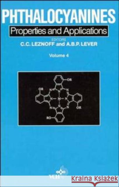 Phthalocyanines Lever, A. B. P. 9780471186298 Wiley-VCH Verlag GmbH