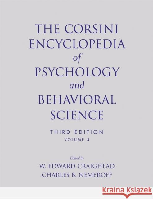 The Corsini Encyclopedia of Psychology and Behavioral Science Craighead, W. Edward 9780471270836 John Wiley & Sons