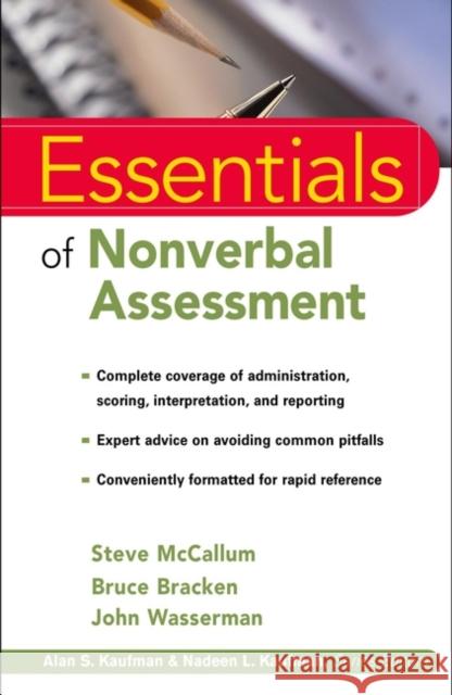 Essentials of Nonverbal Assessment Steven McCallum R. Steve McCallum Bruce Bracken 9780471383185