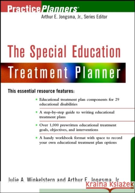 The Special Education Treatment Planner Julie A. Winkelstern Arthur E., Jr. Jongsma 9780471388722 
