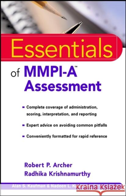 Essentials of MMPI-A Assessment Robert Archer Radhika Krishnamurthy 9780471398158