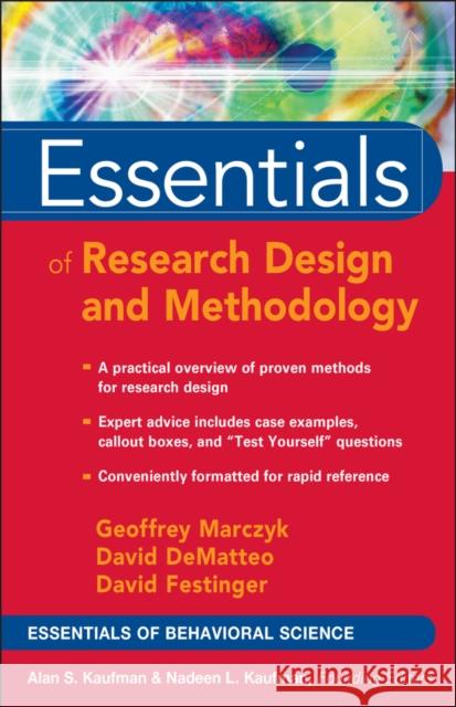 Essentials of Research Design and Methodology Geoffrey R. Marczyk David DeMatteo David Festinger 9780471470533 John Wiley & Sons