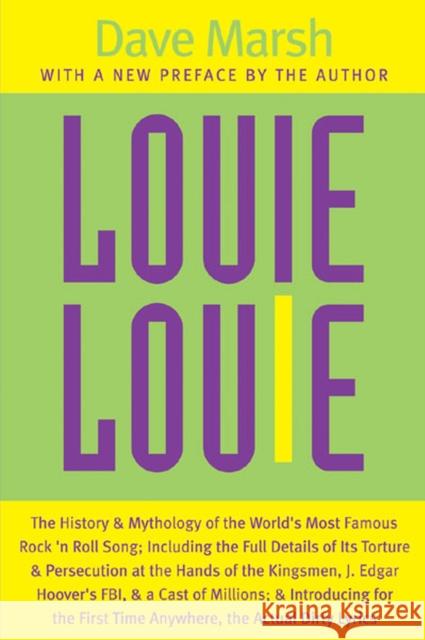 Louie Louie Marsh, Dave 9780472030231 University of Michigan Press