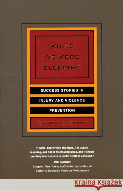 While We Were Sleeping: Success Stories in Injury and Violence Prevention Hemenway, David 9780520258464 University of California Press