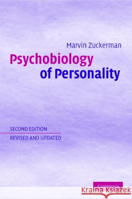 Psychobiology of Personality Marvin Zuckerman 9780521016322