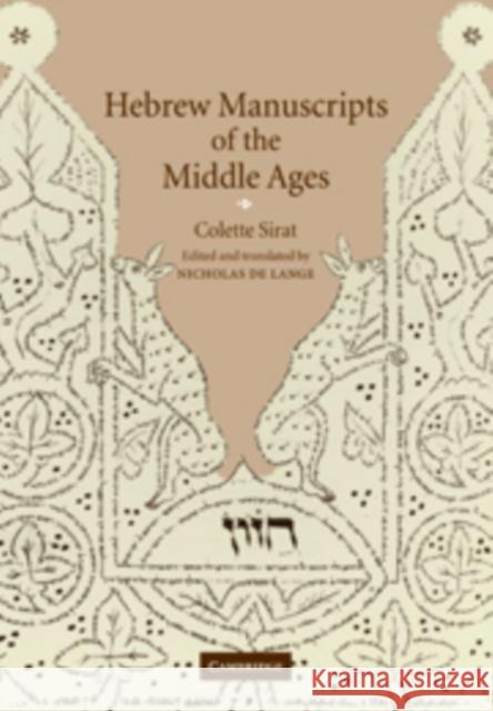Hebrew Manuscripts of the Middle Ages Colette Sirat Nicholas d 9780521090230 Cambridge University Press