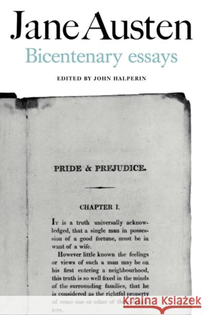 Jane Austen: Bicentenary Essays Halperin                                 John Halperin 9780521099295