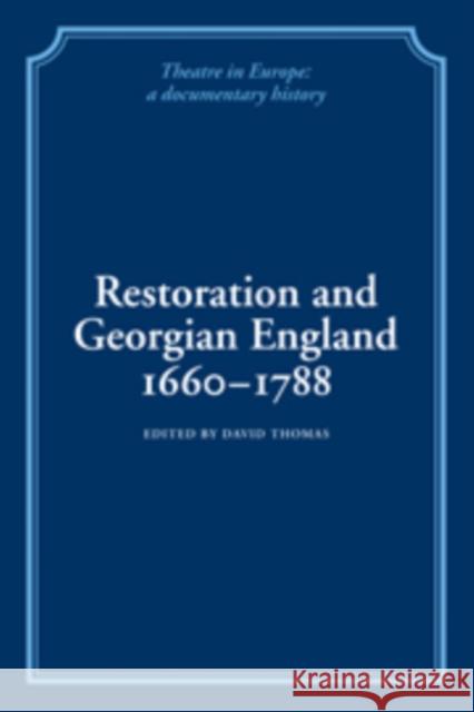 Restoration and Georgian England 1660-1788 David Thomas 9780521100816 Cambridge University Press