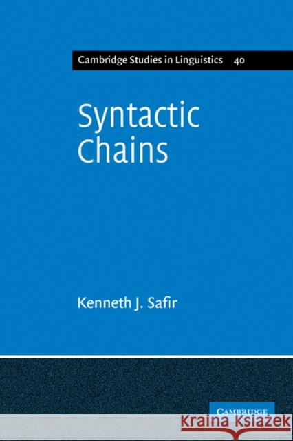 Syntactic Chains Kenneth J. Safir 9780521107761