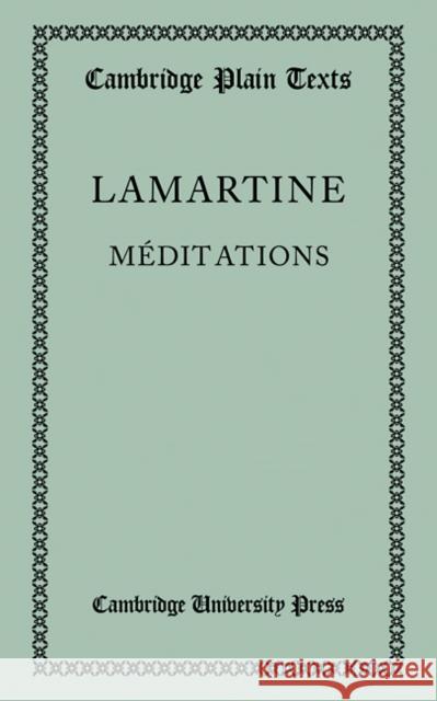 Meditations Lamartine 9780521109093 Cambridge University Press