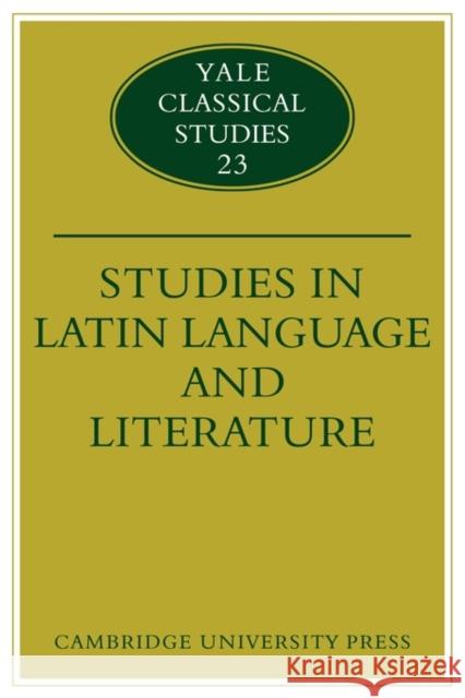 Studies in Latin Language and Literature Thomas Cole David Ross 9780521124614