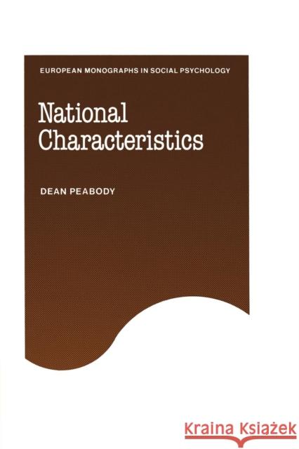 National Characteristics Dean Peabody 9780521154994 Cambridge University Press