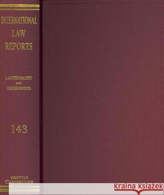 International Law Reports Elihu Lauterpacht 9780521198011