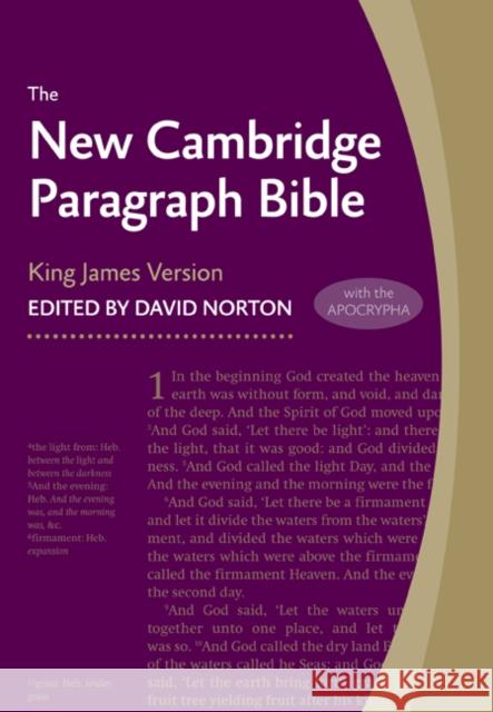 New Cambridge Paragraph Bible with Apocrypha, Black Calfskin Leather, KJ595:TA Black Calfskin: Personal size  9780521198813 Cambridge University Press