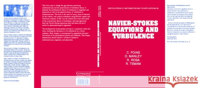 Navier-Stokes Equations and Turbulence C. Foias R. Temam O. Manley 9780521360326 Cambridge University Press