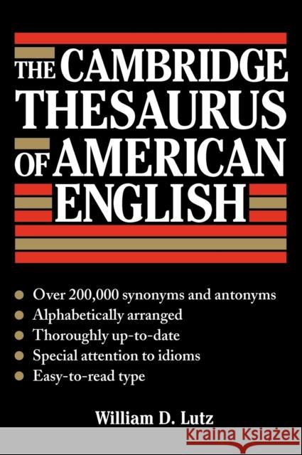 The Cambridge Thesaurus of American English William D. Lutz 9780521414272