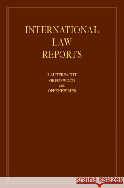 International Law Reports E. Lauterpacht (Trinity College, Cambridge), C. J. Greenwood, A. G. Oppenheimer (University of Cambridge) 9780521496476