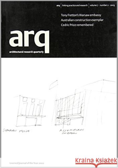 arq: Architectural Research Quarterly: Volume 7, Part 2 Peter Carolin 9780521537667 Cambridge University Press