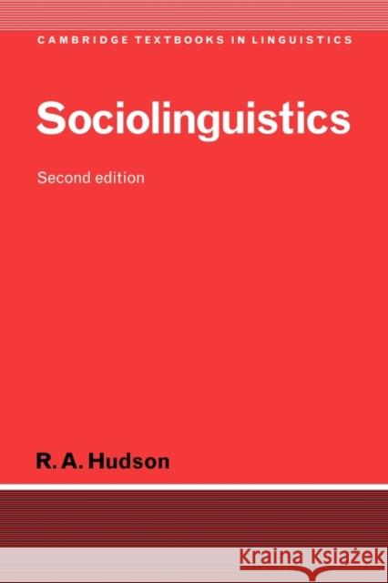 Sociolinguistics Richard A. Hudson R. a. Hudson S. R. Anderson 9780521563499 Cambridge University Press