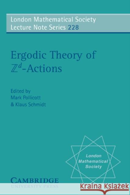Ergodic Theory and ZD Actions Pollicott, Mark 9780521576888 Cambridge University Press