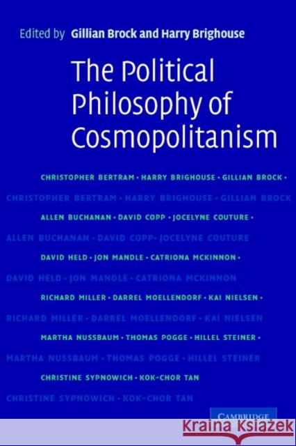 The Political Philosophy of Cosmopolitanism Gillian Brock Harry Brighouse 9780521609098