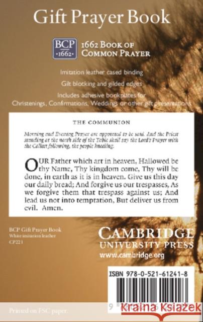 Book of Common Prayer, Gift Edition, White Cp221 601b White Cambridge University Press 9780521612418