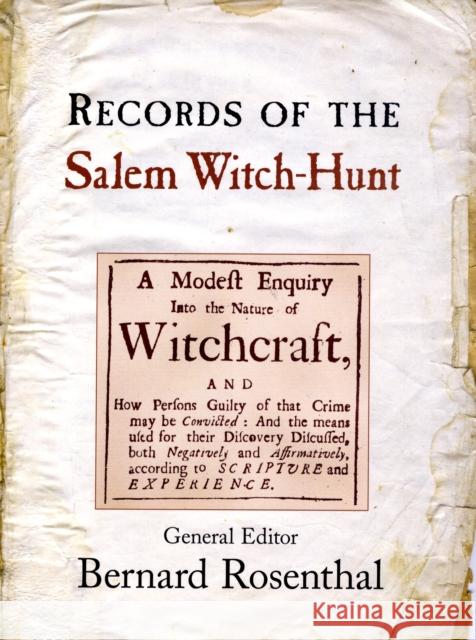 Records of the Salem Witch-Hunt Bernard Rosenthal 9780521661669 CAMBRIDGE UNIVERSITY PRESS