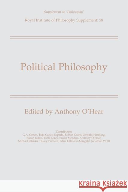 Political Philosophy Anthony  O'Hear (University of Buckingham) 9780521695596 Cambridge University Press