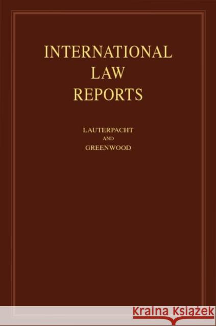 International Law Reports, Volume 144 Lauterpacht, Elihu 9780521763158