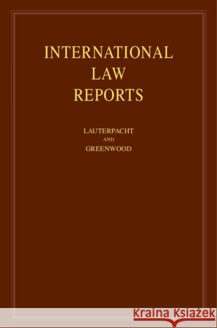 International Law Reports Elihu Lauterpacht 9780521769945 0