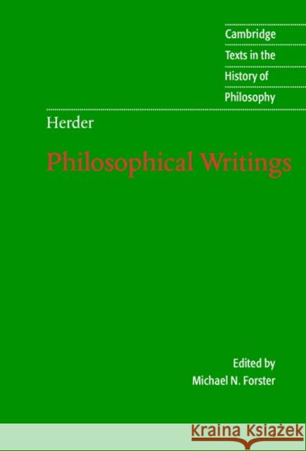 Herder: Philosophical Writings Johann Gottfri Herder 9780521794091 0