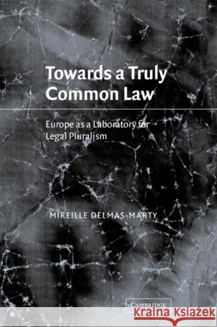 Towards a Truly Common Law: Europe as a Laboratory for Legal Pluralism Delmas-Marty, Mireille 9780521812313