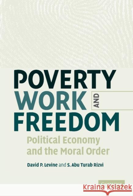 Poverty, Work, and Freedom: Political Economy and the Moral Order Levine, David P. 9780521848268 Cambridge University Press